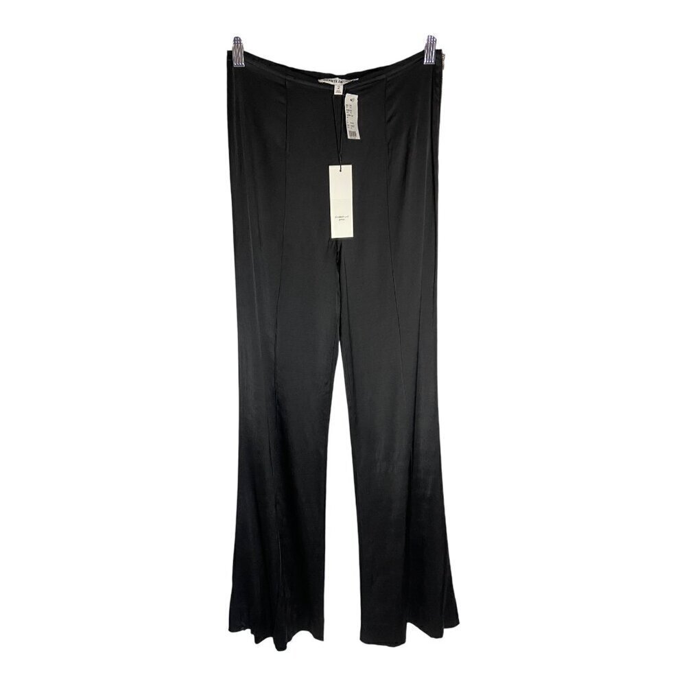 NWT Elizabeth and James Iven Black Satin Flare Black Dress Pants $345 MSRP-sz 2